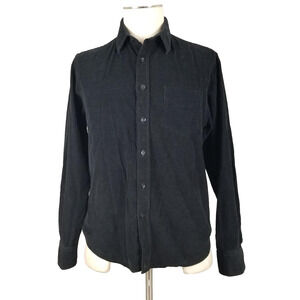 UNTUCKit Shirt Mens Small Black Corduroy Button Up Long Sleeve Pocket Casual